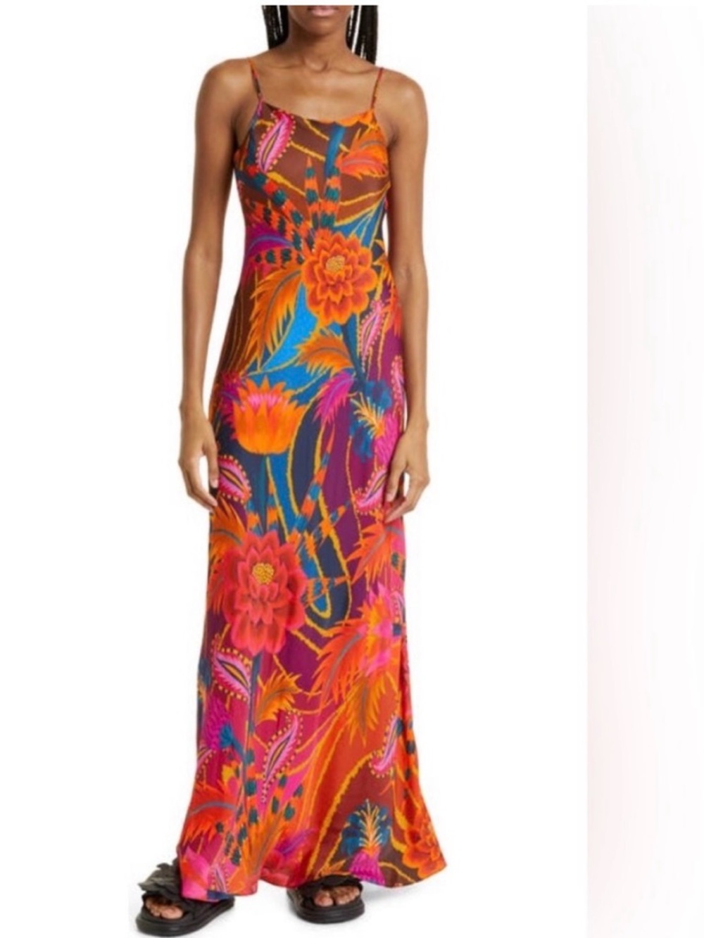 FARM Rio Floral Slipdress maxi Dress in Vintage Wave - size Large colorful L